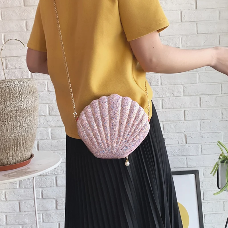 Ženy holčičky málo mořská panna seashell taška cross-body bedra pytle glittery flitry běžící pás soumrak taška, 