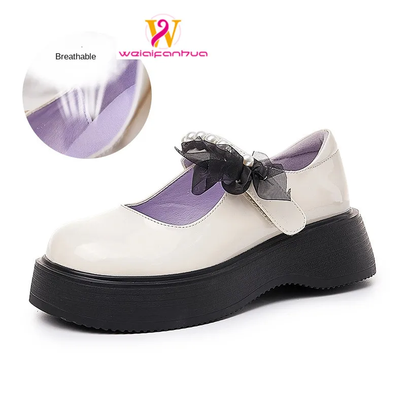 

Mary Jane Shoes Women's Shoes 2023 Spring New Style Girls' Shoes Thick Light Mouth Round Toe Patent Leather Women's Shoes