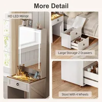 Illuminated Makeup Vanity Desk with Glass Surface and Charging Port 5