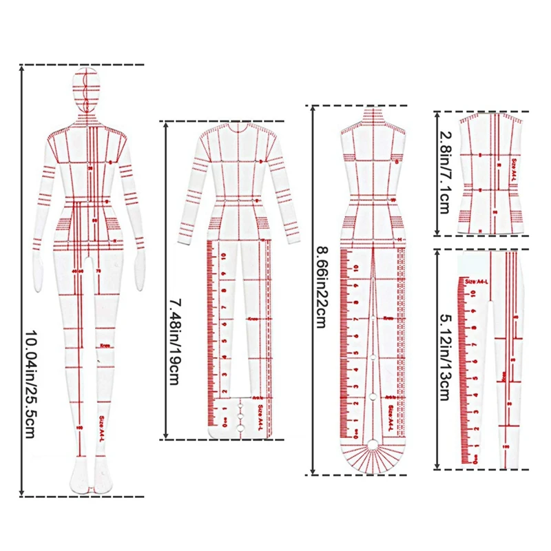 Fashion Illustration Rulers Sketching Templates Ruler Sewing Humanoid Patterns Design Clothing Measuring images - 6