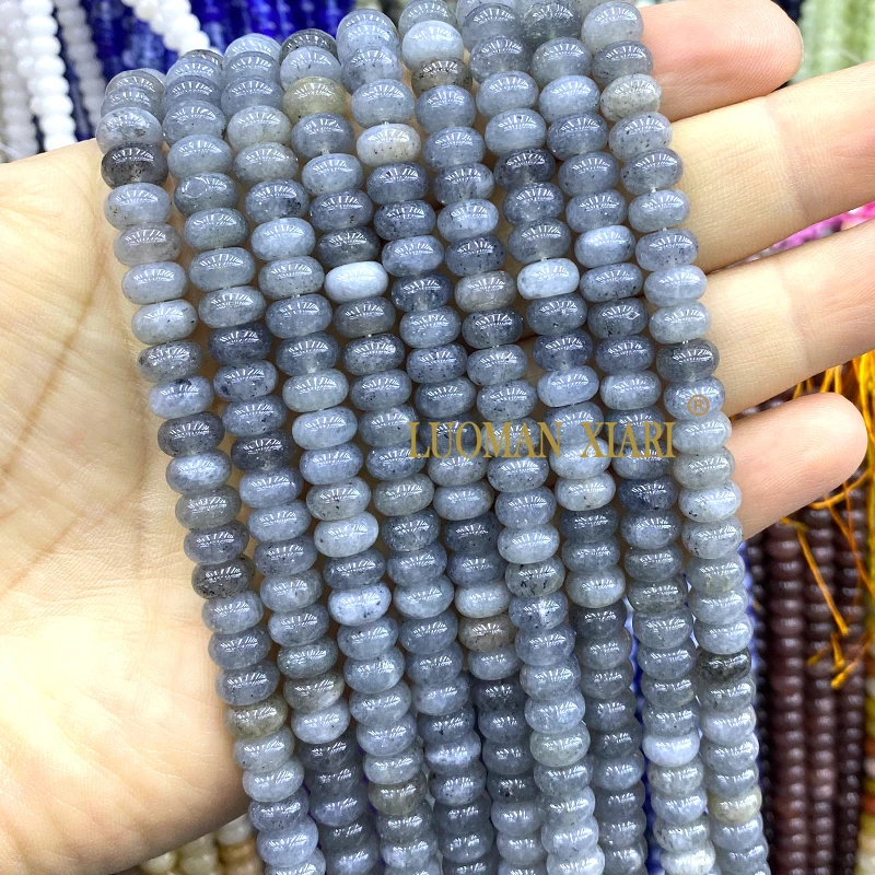 천연석 Rondelle 5x8MM 회색 보라색 옥 옥수 느슨한 스페이서 구슬 보석 만들기 Diy 팔찌 매력 액세서리
