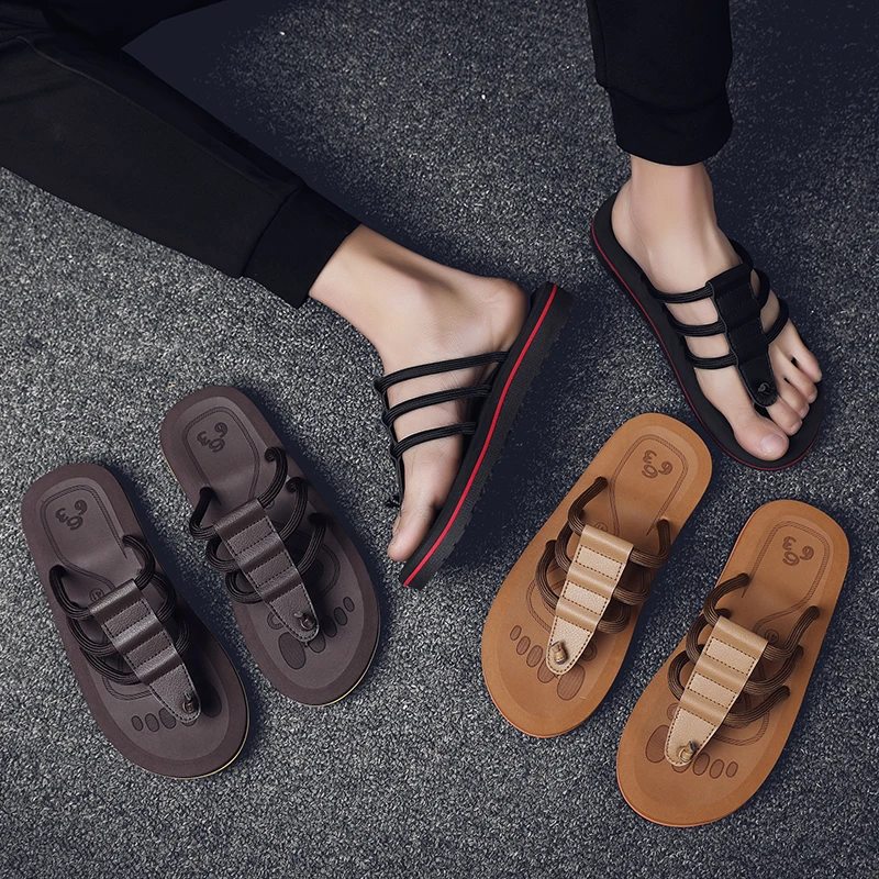 Cushion Phantom Men's Flip Flops with Arch Support Comfortable Soft Soled Exposed Toes Light Men's Beach Shoes Casual Slippers