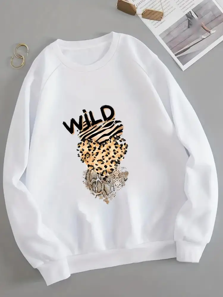 

Clothing Print Women Fashion O-neck Pullover Clothes Leopard Letter Lovely Trend Autumn Winter Spring Graphic Fleece Sweatshirts