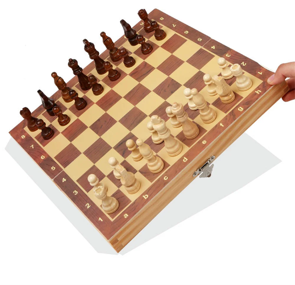 Board Game Wooden Chess Foldable Chess Board Table Games Folding Chess Board Chess Pieces And Board Chess Pieces Wooden Folding Large Board Chess Pieces Interior Travel Board Party Game Table For Storage Portable Set For Kid 34cm