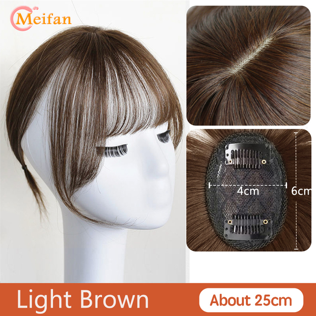 MEIFAN Synthetic Topper Hairpiece False Bang Clip-In Bangs Extension Natural Fake Fringe Invisible Clourse Hairpiece for Women - light brown-200002982