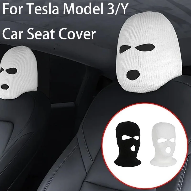 Seat Headrest Cover for Tesla Model 3 Y Anti Dirt Funny Seat Decoration Wool Acrylic Interior Seat Modification Products 2023 seat headrest cover for tesla model 3 y anti dirt funny seat decoration wool acrylic interior seat modification products 2023