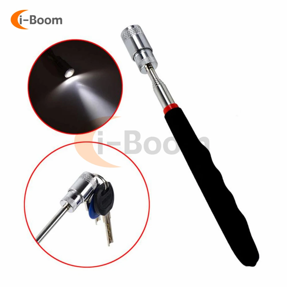 

Black Handle Magnetic Pickup Stainless Steel Antenna Retractable Suction Iron Rod Strong Magnetic Suction Rod with LED Light