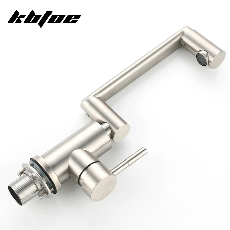 Brushed Nickel Wash Basin Faucet Bathroom Deck Mounted Hot and Cold Water Washbasin Toilet Sink Mixer Tap Stainless Steel Crane