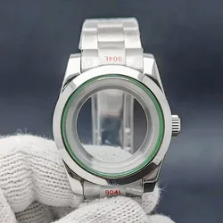 Lightning Case 39mm slivery/black Steel Box Fit NH34 NH35 NH36 Movement Case Sapphire Crystal Glass Case 20mm Steel Strap