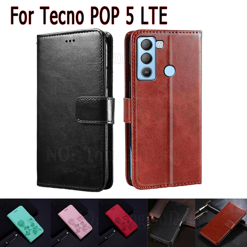 

Cover For Tecno POP 5 LTE Case Magnetic Card Flip Wallet Leather Phone Protective Etui Book For Tecno POP5 LTE Case Coque Hoesje