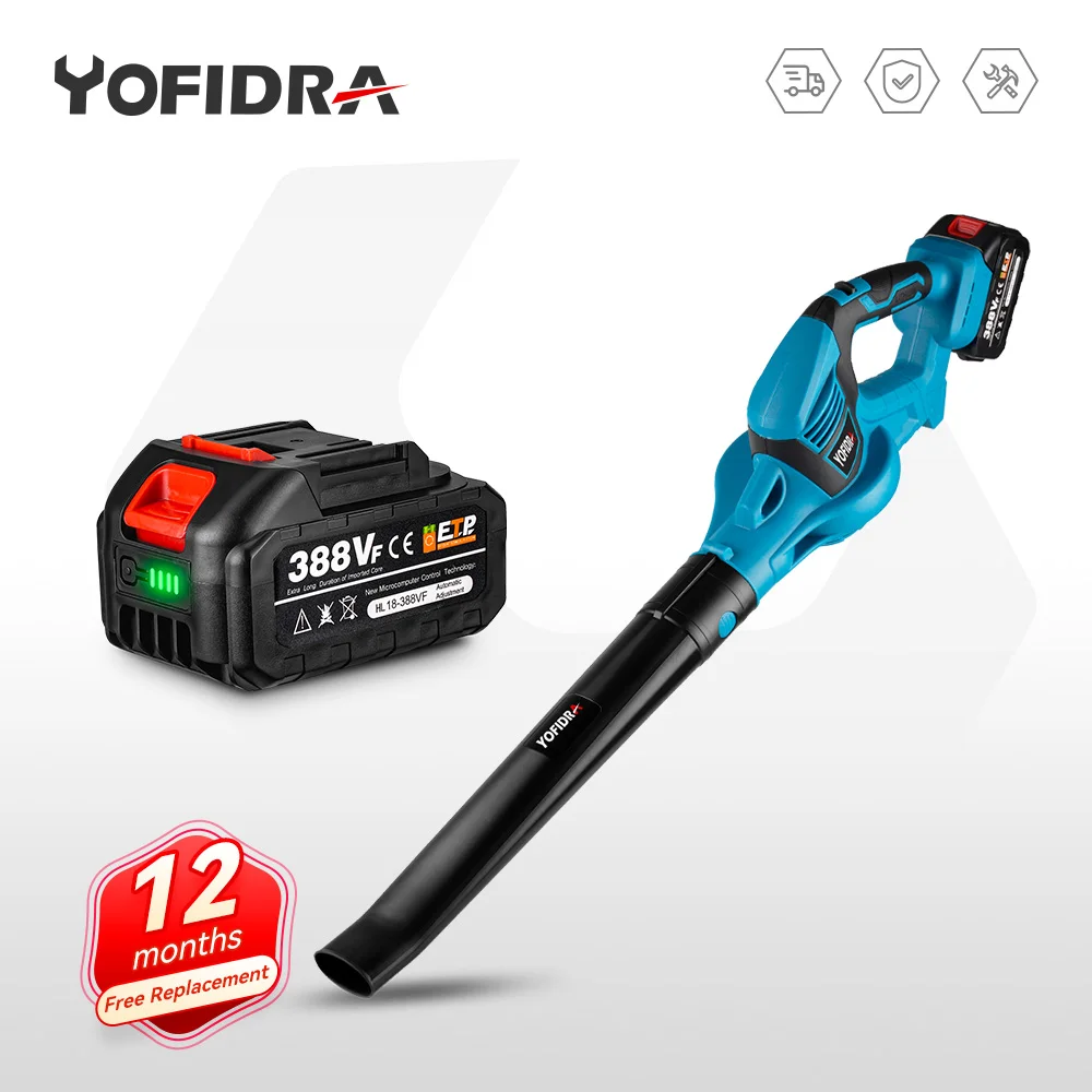 Yofidra Cordless Electric Blower with 1/2 Battery Leaf Blower Snow Dust Blower Garden Power Tool For Makita 18V Battery