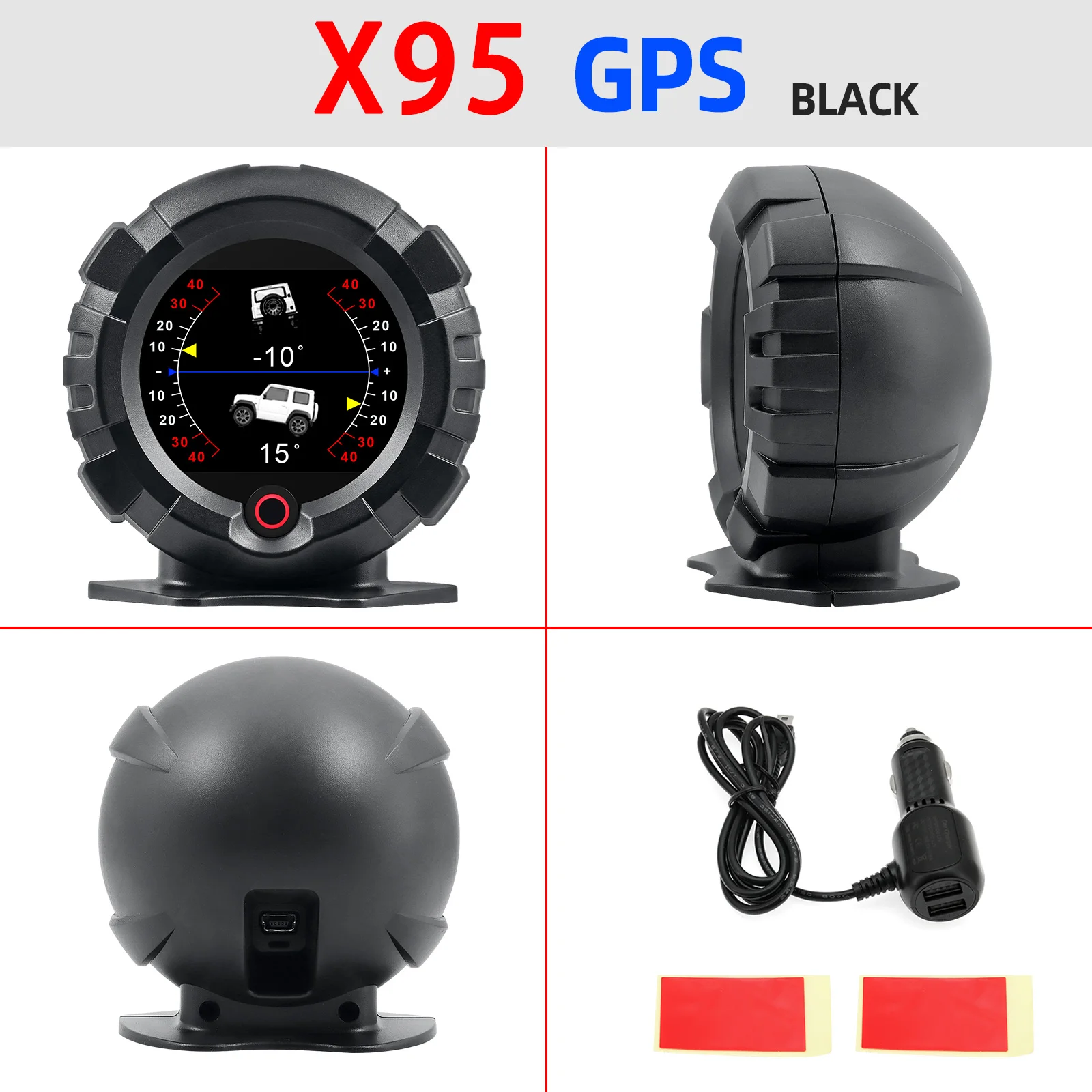 X95 Head Up Display GPS HUD Slope Meter Car Accessories HUD Auto Electronic Speedometer MPH KMH Speed Pitch Tilt Angle Altitude images - 6