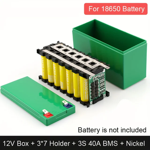 Boîte de rangement de batterie au Lithium 12V, bricolage, chargeur 3*7 18650, boîtier de fixation de batterie 3S40A BMS, coque de support en plastique pour moto 6