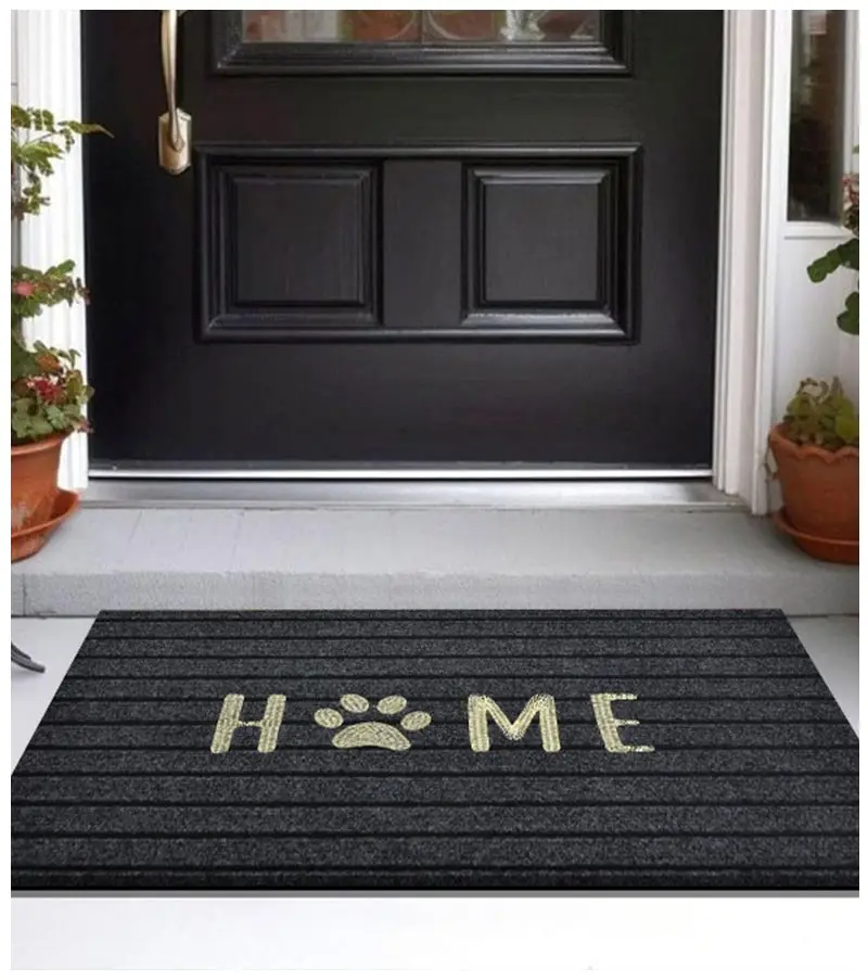 Striped Door Mat - Machine Washable Soft Absorbent Floor Carpet for Bathroom Entrance