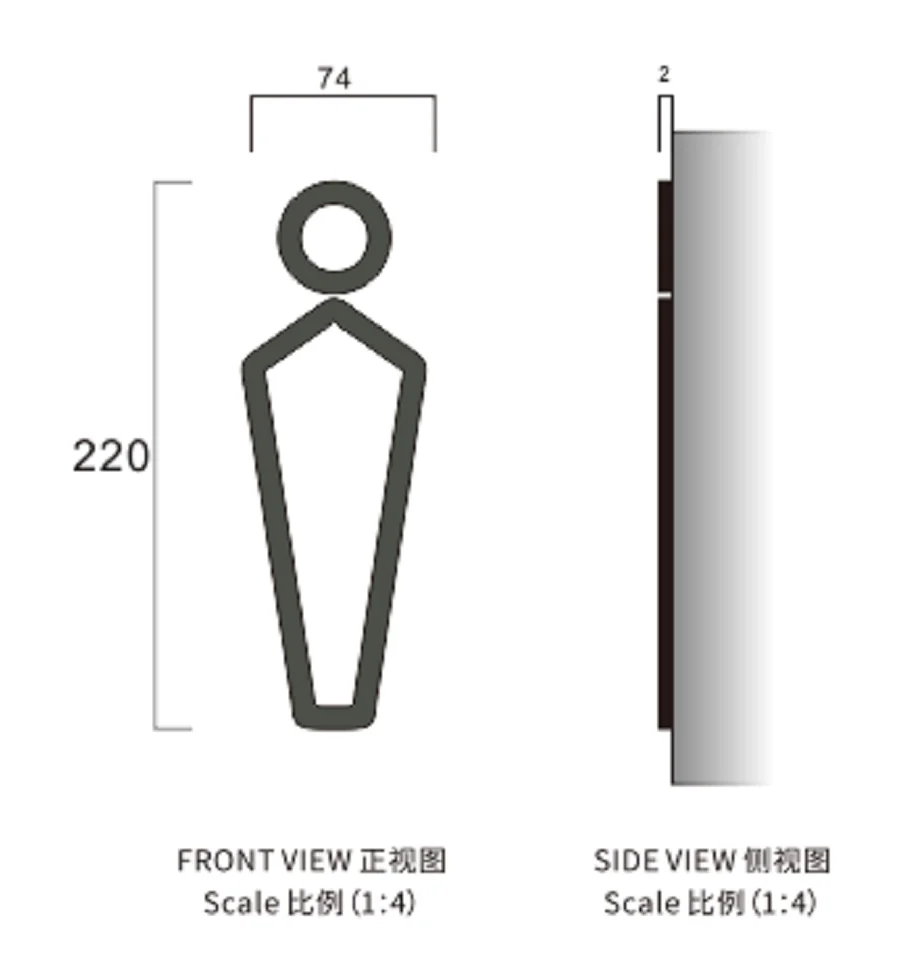 Black brushed stainless 3D Hotel toilet Man & Woman Toilet Sticker WC Door Sign Decals Toilet Signs Restroom