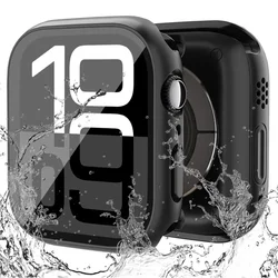 Premium Tempered Glass Screen Protector and Case Cover for Apple Watch - Front and Rear Bumper Protection (Black)