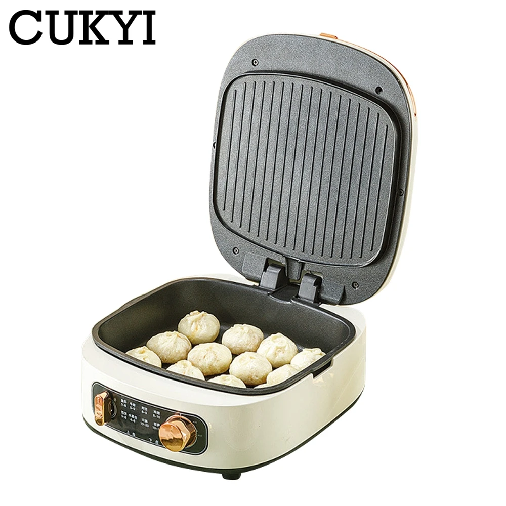 CUKYI Suspended Double-Sided Heating Baking Pan Electric Skillet Automatic Pizza Pancake BBQ Maker Grilling Machine 220V 2