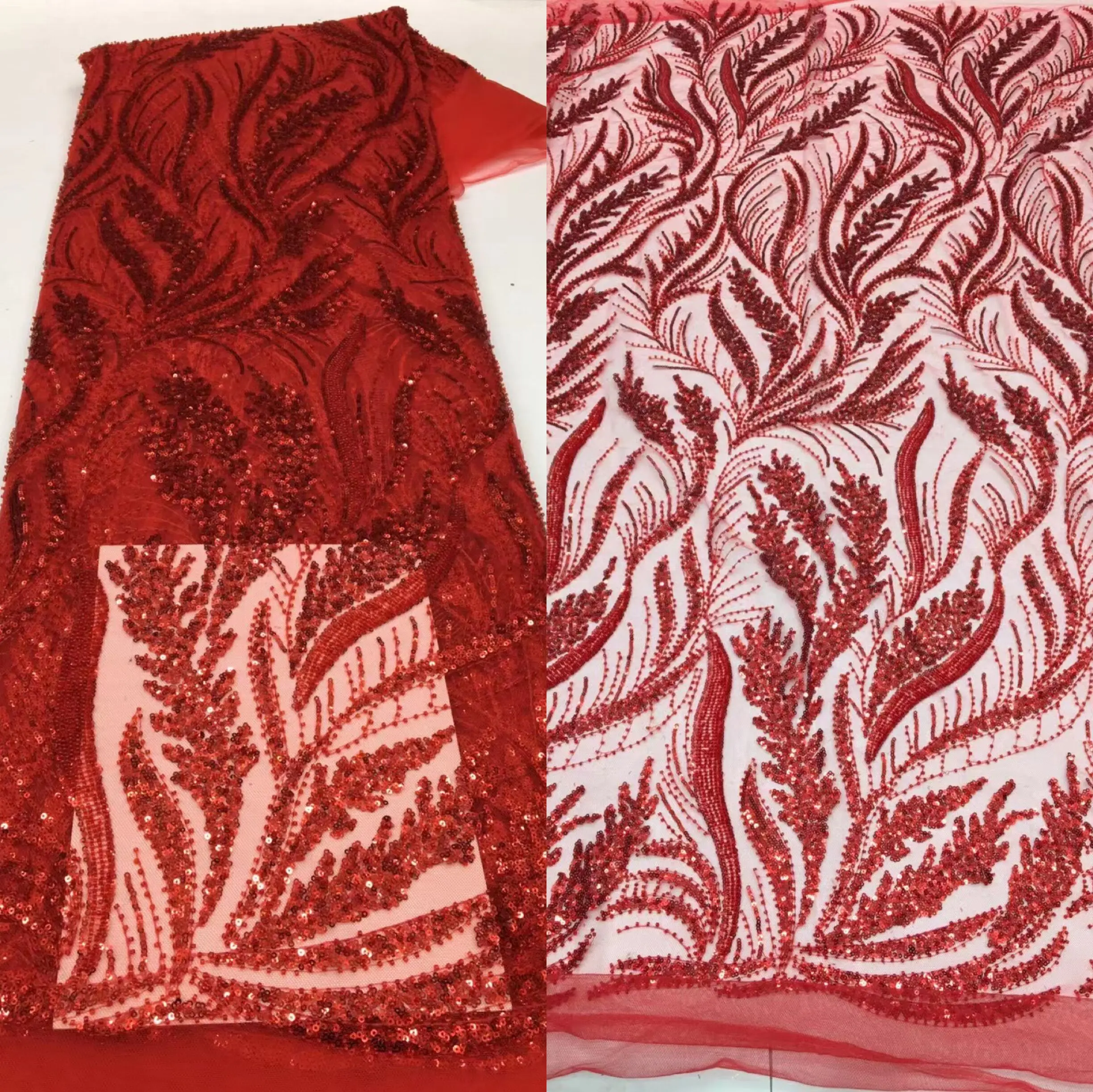 

Новая африканская кружевная ткань с бусинами L-1220288 высококачественное нигерийское свадебное платье вышивка блестками французская Тюлевая кружевная ткань