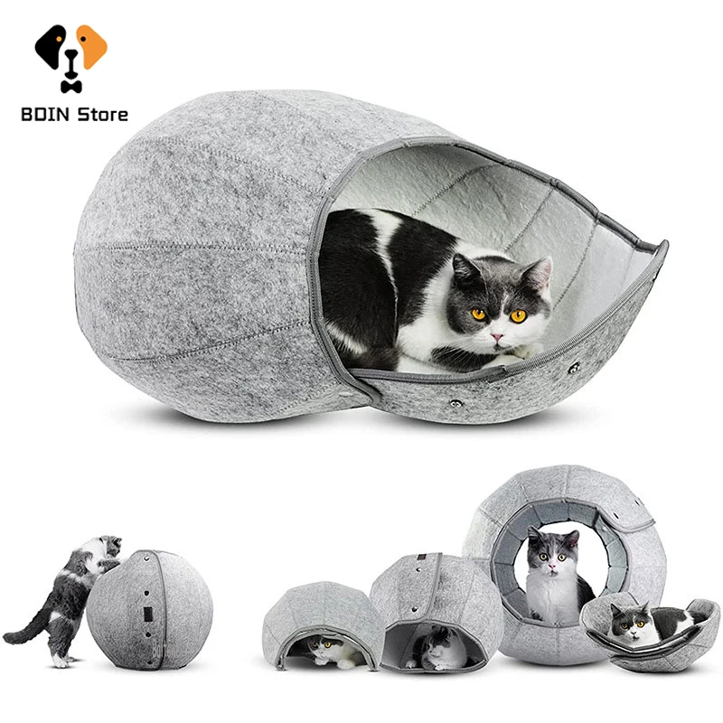Pet Bed for Cat Tunnel Interactive Soft Nest Kennel Cat Bed House Four