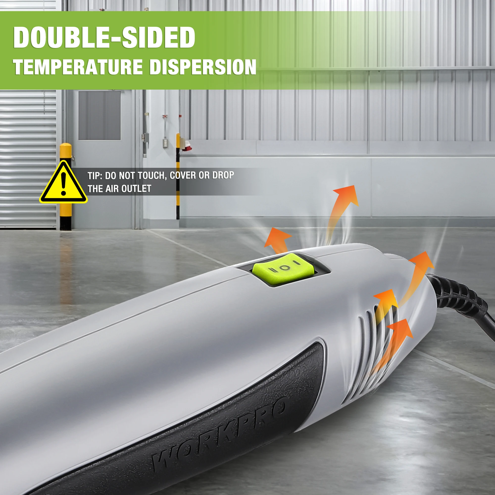 WORKPRO Heat Gun, 400W Mini Hot Air Gun with Reflector Nozzle, 2 Temp Settings 250℃/450℃，Shrink Wrapping PVC, Drying Paint 5