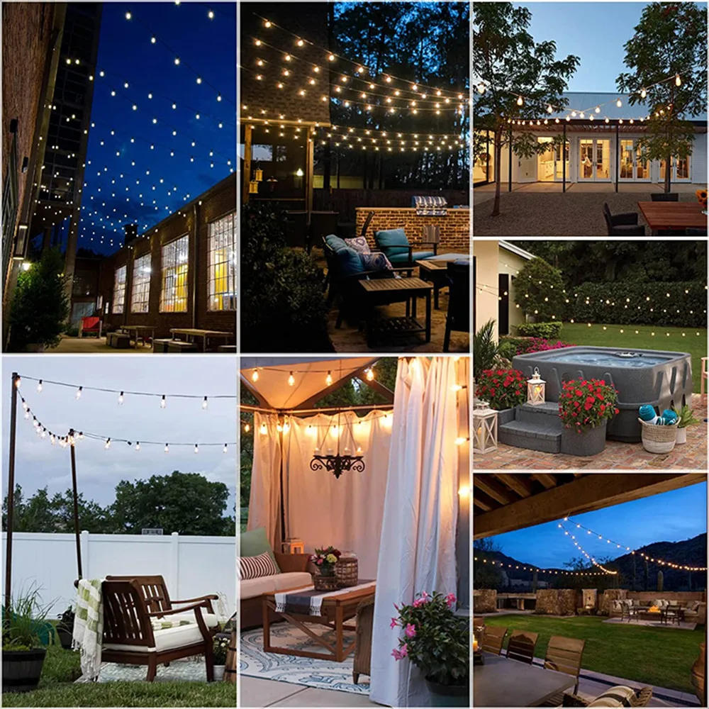 LED ST38 Bulb Globe String Lights Courtyard Outdoor Waterproof Lamp Shatterproof Light Bulbs for Wedding Home Garden Decor
