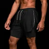 Men's Gym 2 in 1 Quick Dry Shorts Running Jogging Fitness Training Sweat Short Pants Bodybuilding Male Sports Workout Sweatpants 6