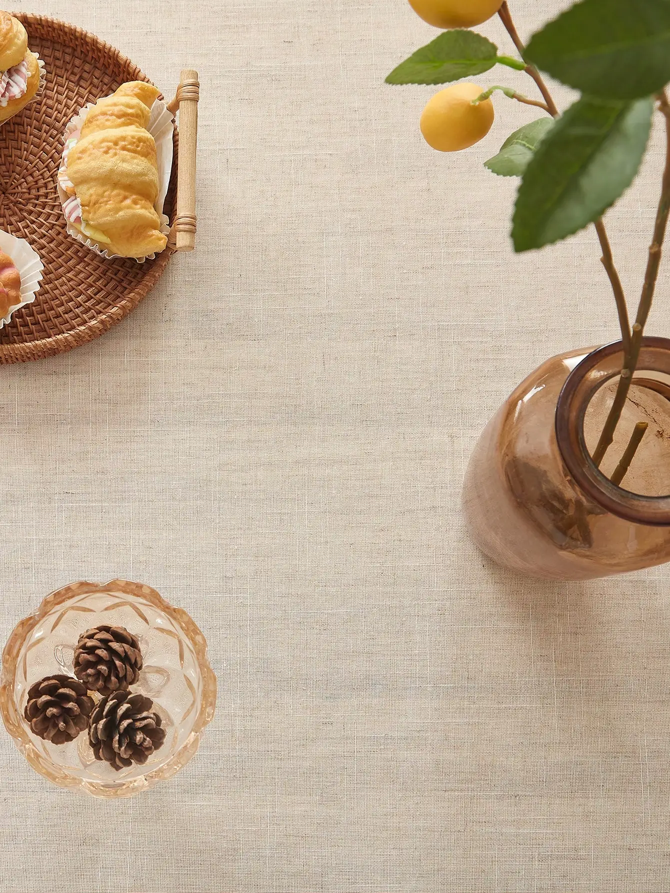 Beige linen square tablecloth, retro countryside style, kitchen living room coffee table decoration tablecloth 5