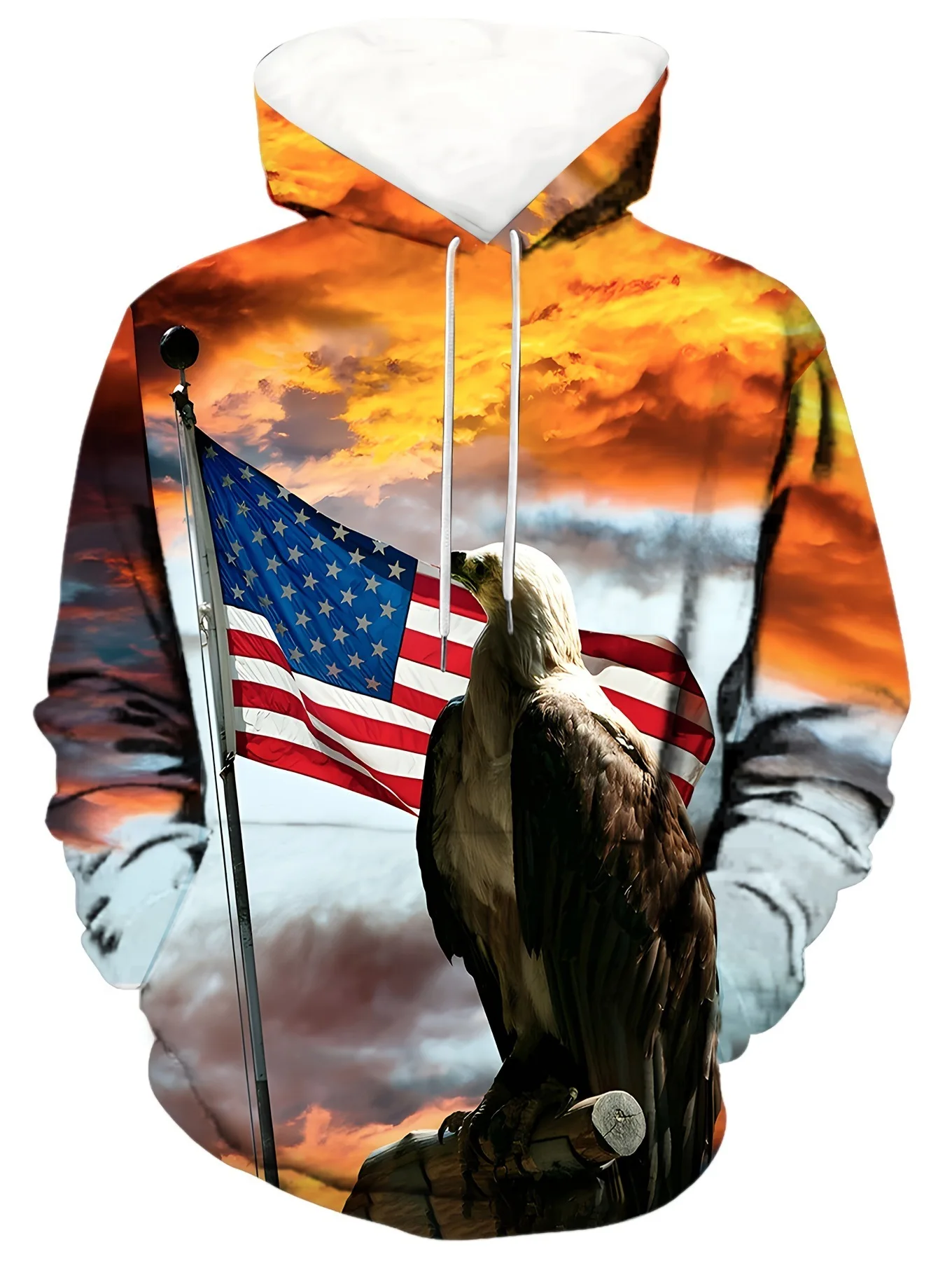 

New US Flag Eagle Collection Hoodies 3D Printed Men's and Women's Pullover Fashion streetwear Hip Hop Hooded Sweatshirt Coat Top