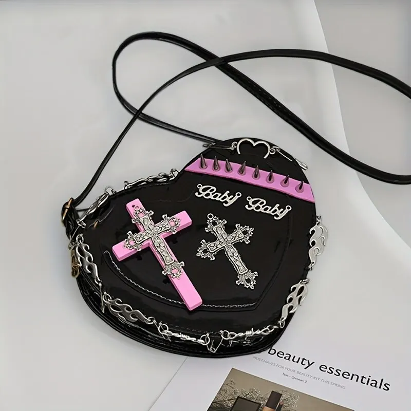 Woman Harajuku Y2K Hanfbag Heart Shoulder Bag Tote Messenger Bag Spice Girls Street Hip Hop Punk Cross Handbags Purses Female women tote bag women shoulder bag