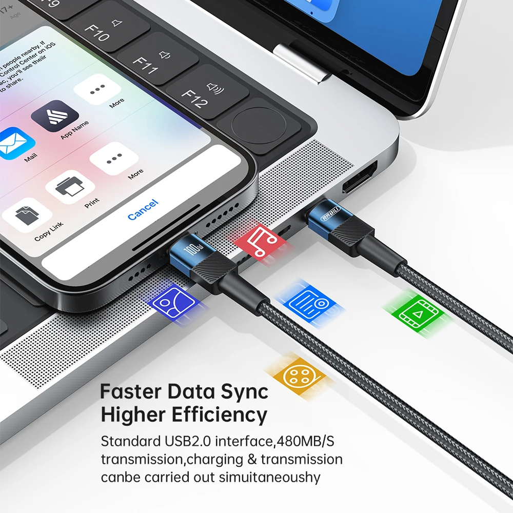 NNBILI 100W 타입 C to USB C 케이블 PD 3.0 고속 충전 아이폰 17 16 15용 USB A to 타입 C 삼성 S26 맥북용