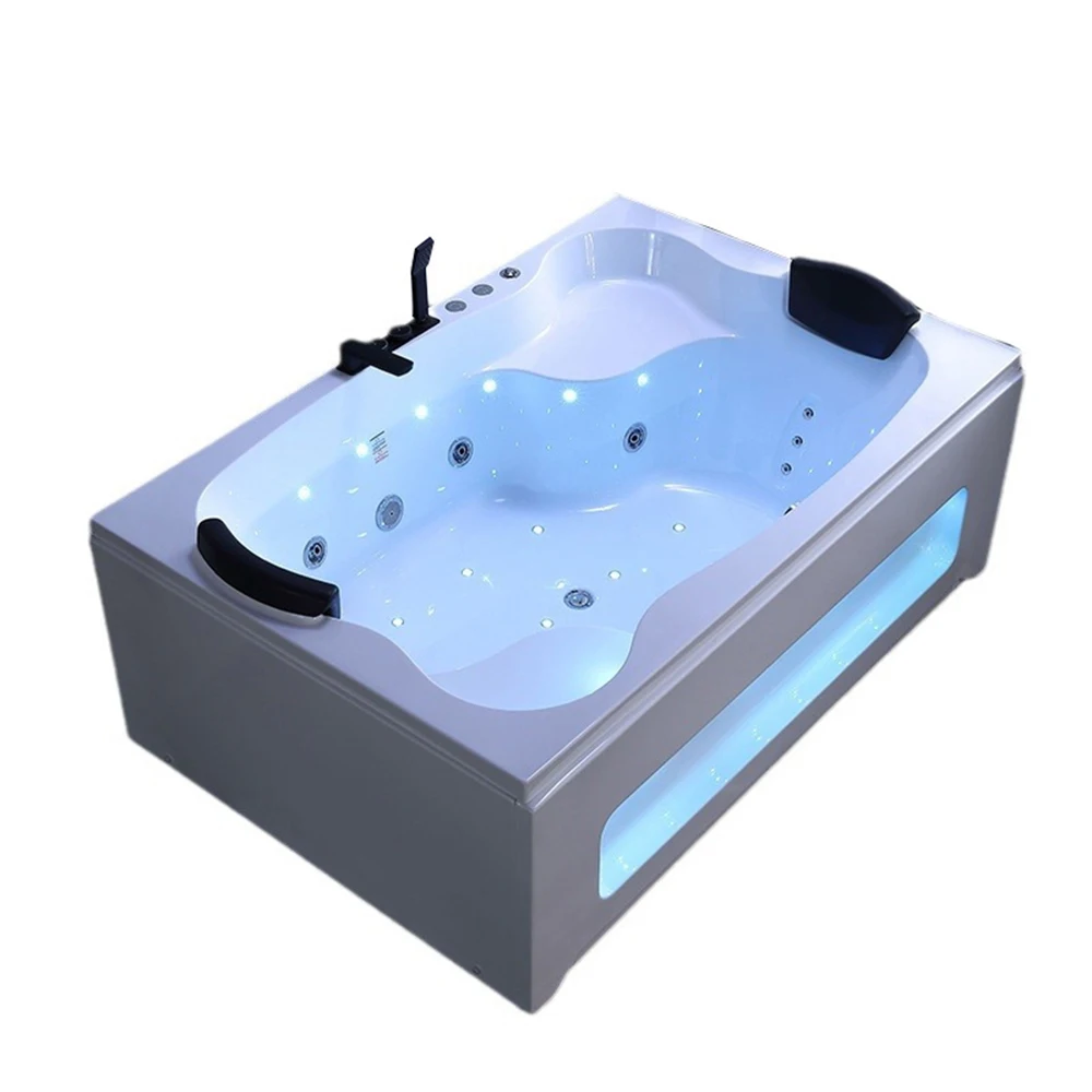 1860mm Bathroom Whirlpool Bathtub LED Colored Lights Indoor Spa Double People Surf Massage Tub 9696-4