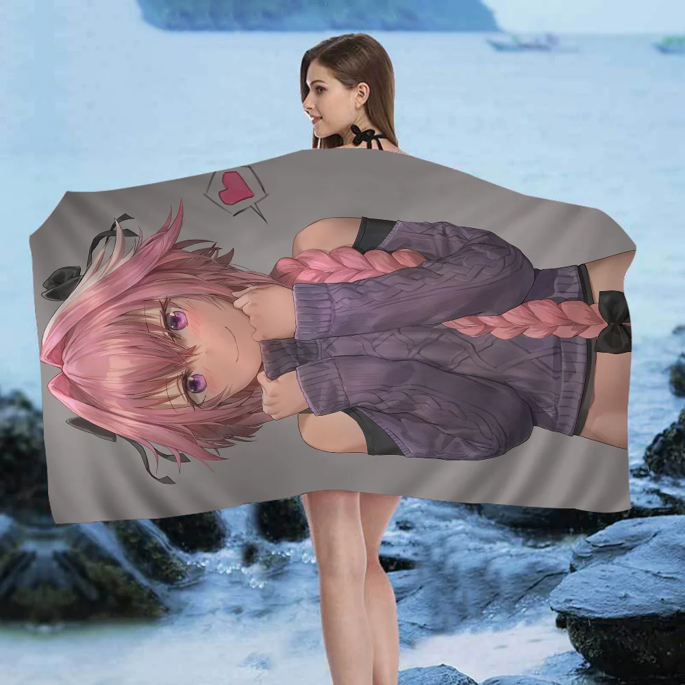 Anime Cute Fate Apocrypha Astolfo Microfiber Blanket Quick Drying Beach Towels Oversized Printing Super Absorbent Pool Towel 2