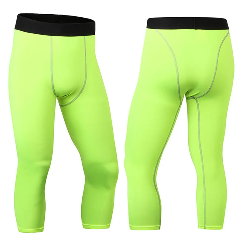 Men's Tight 3/4 Cropped Pants Shorts Running Sports Basketball Gym Fitness Workout Training Exercise Yoga Leggings S M L XL 2XL