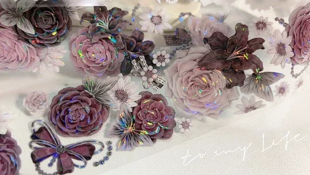

Wumeng Shan Cha Beautiful Rose Flower Shiny PET Tape