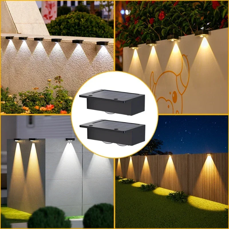 Outdoor Solar Fence Lights LED Solar Step Lights Waterproof for Gardens Paths Villas Walls Railings Lighting Decoration led wall lamp solar light solar led light