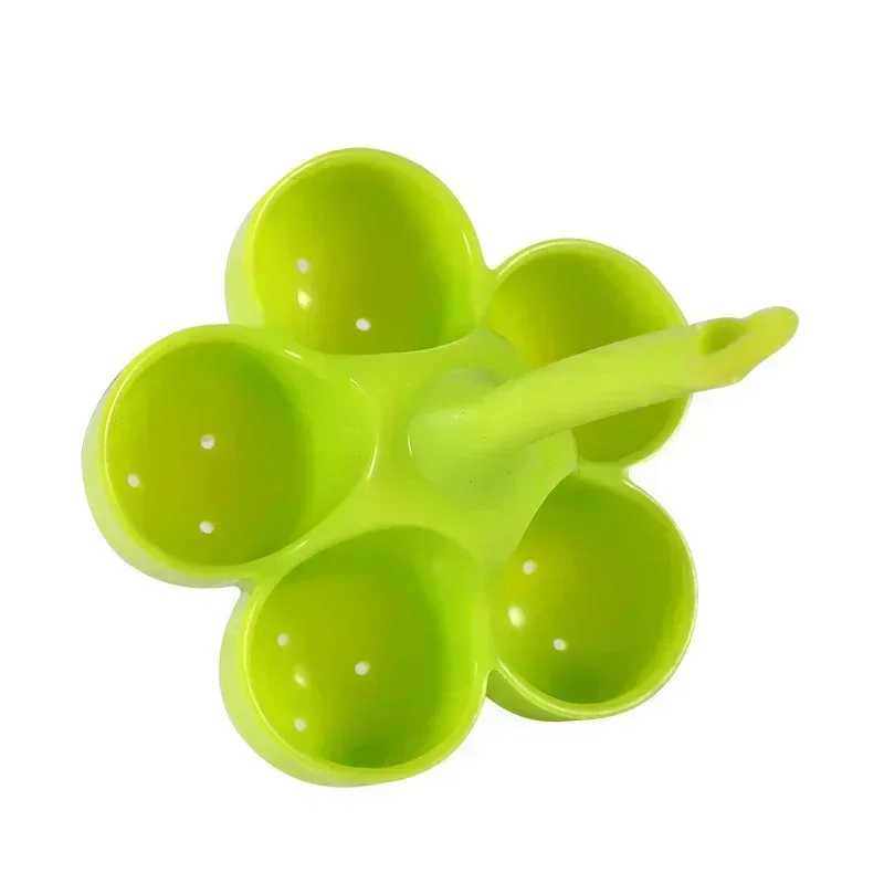 Egg Cooker Steamed Egg Holder Silicone Egg Boiler with Five Holes Handle For Boiled Eggs 1 Kitchen Kits