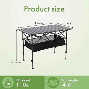Portable Folding Camping Table | Lightweight Roll-Up Outdoor Picnic & BBQ Table with Carrying Bag 1
