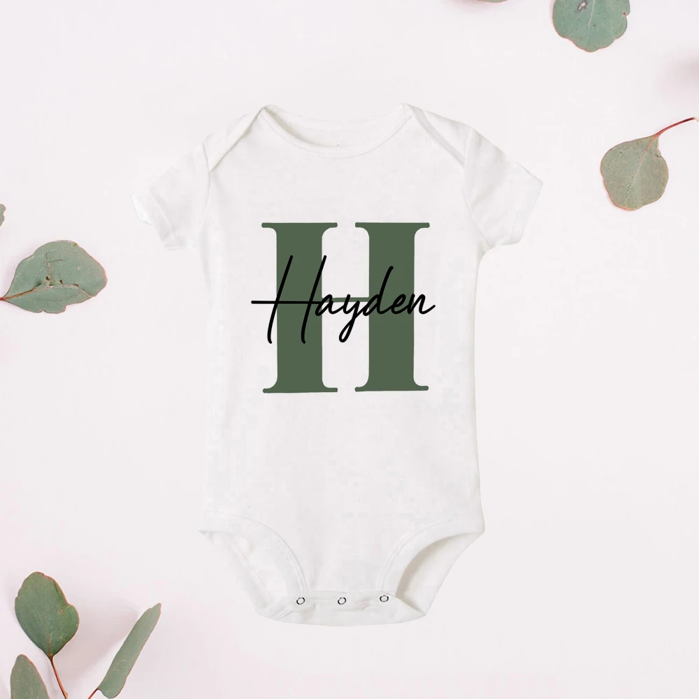 Personalized Baby Boy Name Bodysuits Pregnancy Announcement Shower Gift Name Boy Jumpsuit Initial Playsuit Clothes