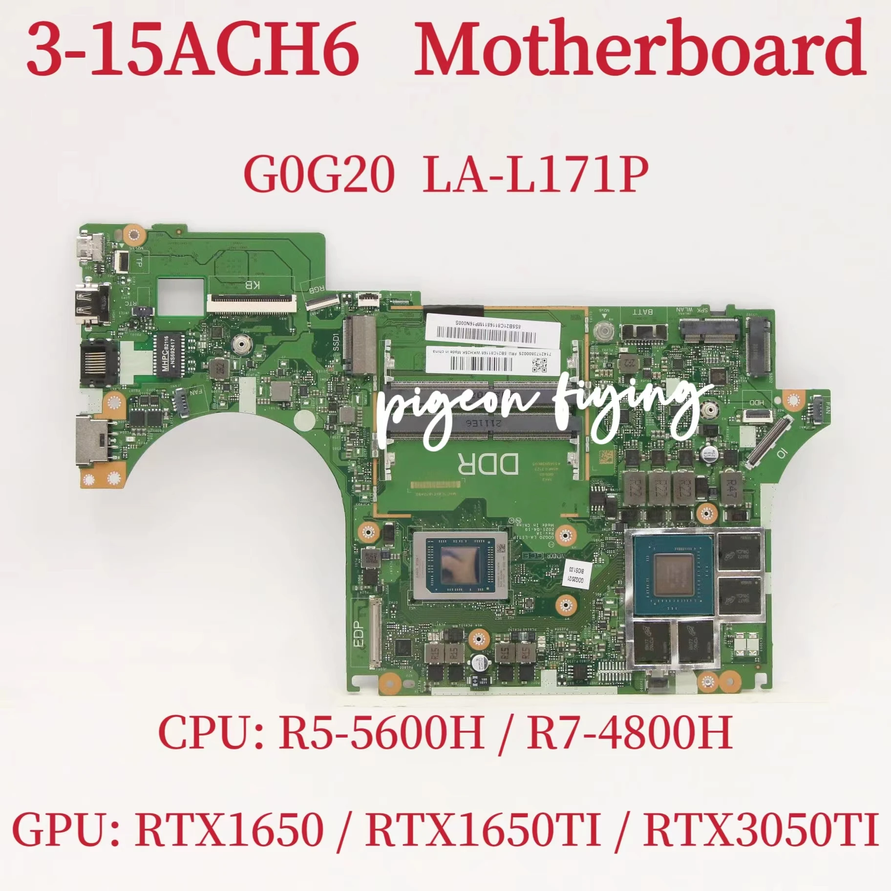 

LA-L171P Mainboard For Lenovo Ideapad Gaming 3-15ACH6 Laptop Motherboard CPU:R5 R7 GPU: RTX1650 RTX1650TI RTX3050TI 100% Test OK