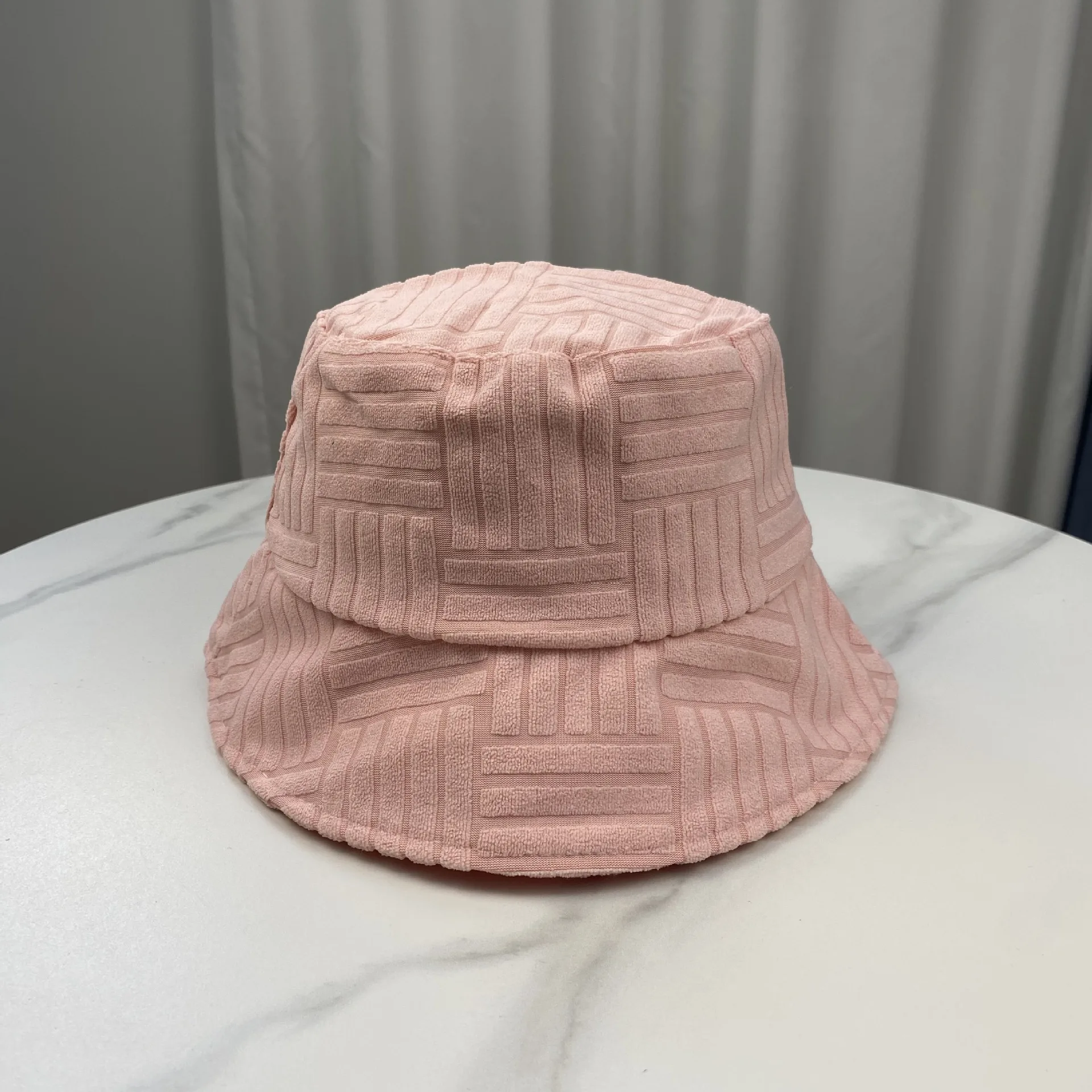 2025 New Women Men Towel Bucket Hat Casual Stripe Monochrome Sunscreen Hat Panama Cap