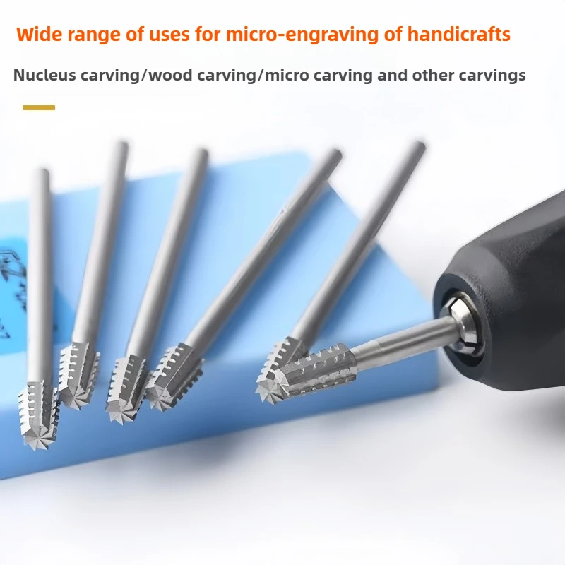 6종 금속 보석 조각 연마 밀링 커터 보석 제작 조각 비트 버 도구 (보석공, 금세공 도구용)