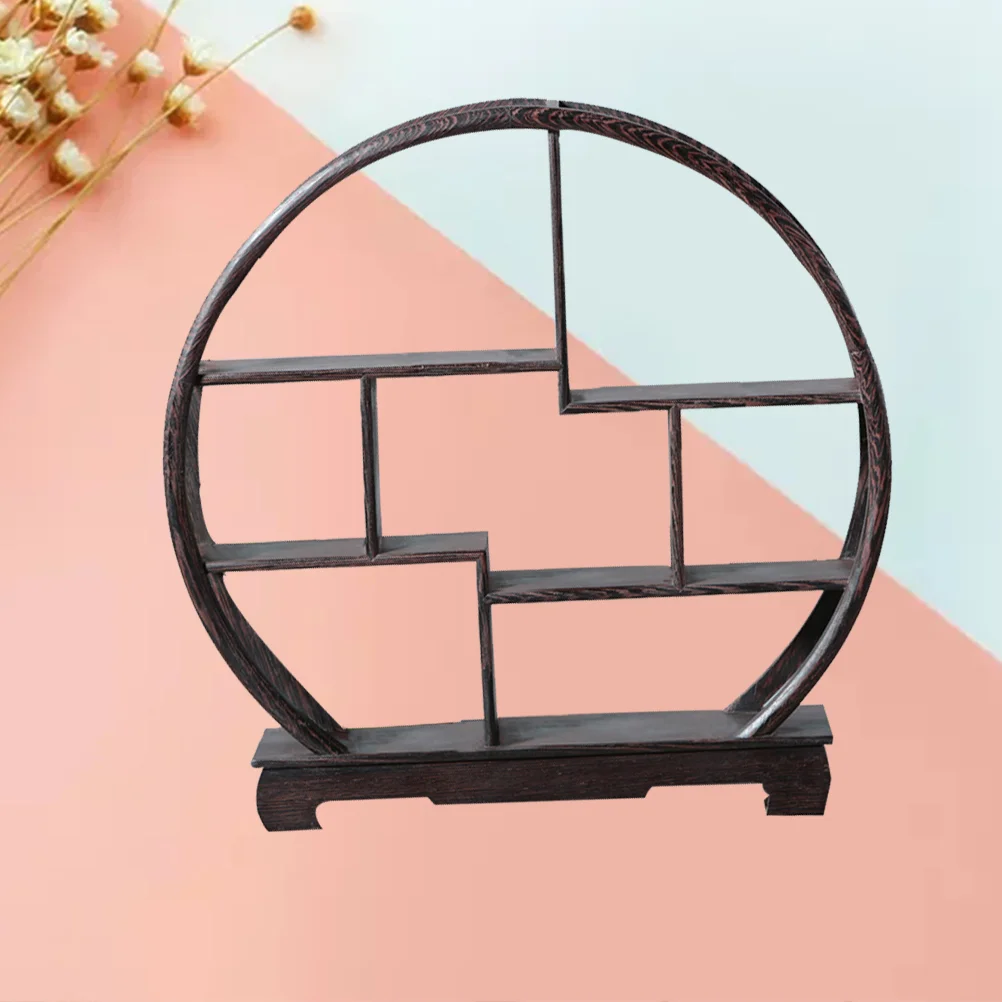 

Фотополка с отделением, традиционная китайская деревянная круглая витрина из розового дерева для чайных статуэток