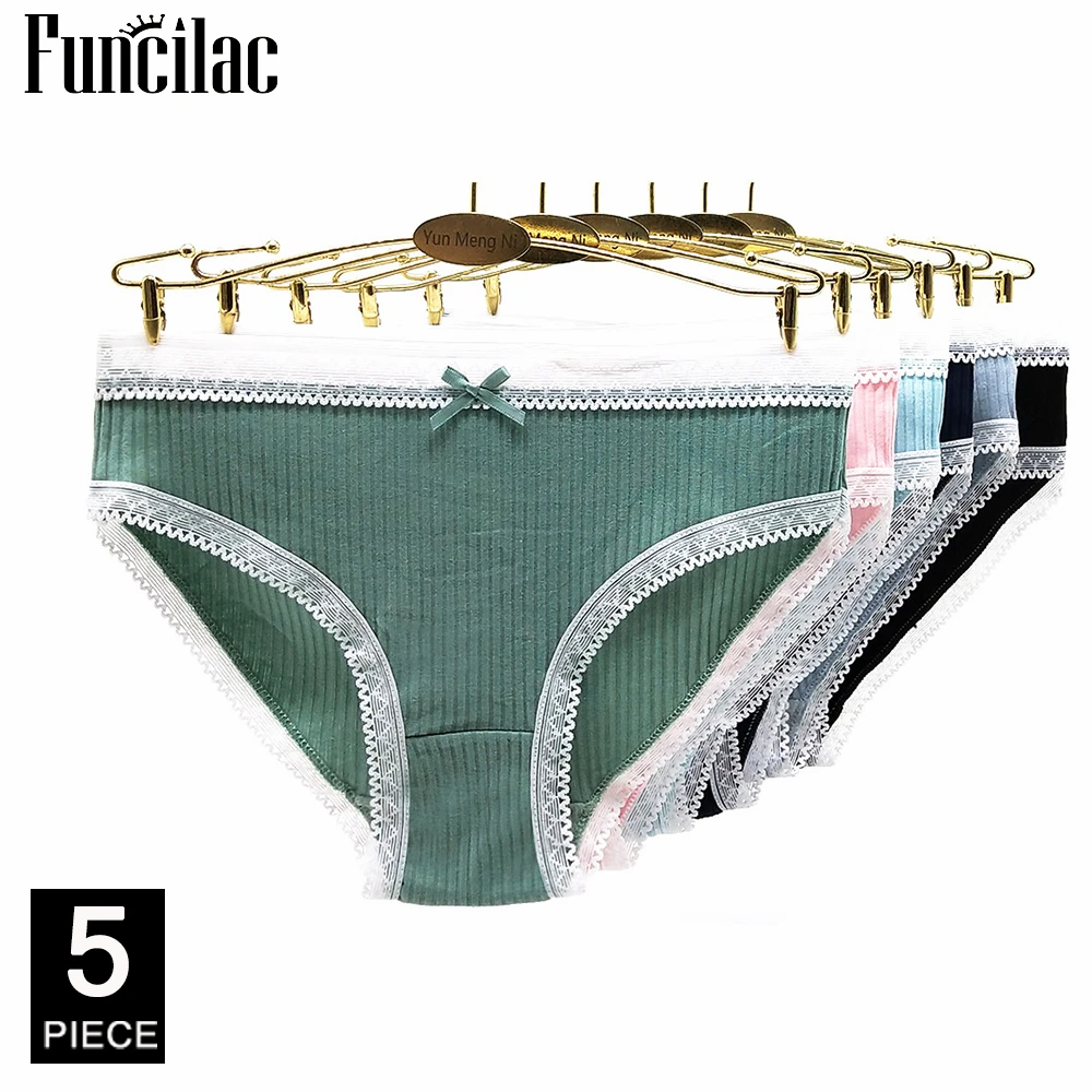 Panties Cotton Sexy Lace Women Underwear Briefs Girls Underpants Lingerie Ladies Intimates5 Pcs/set