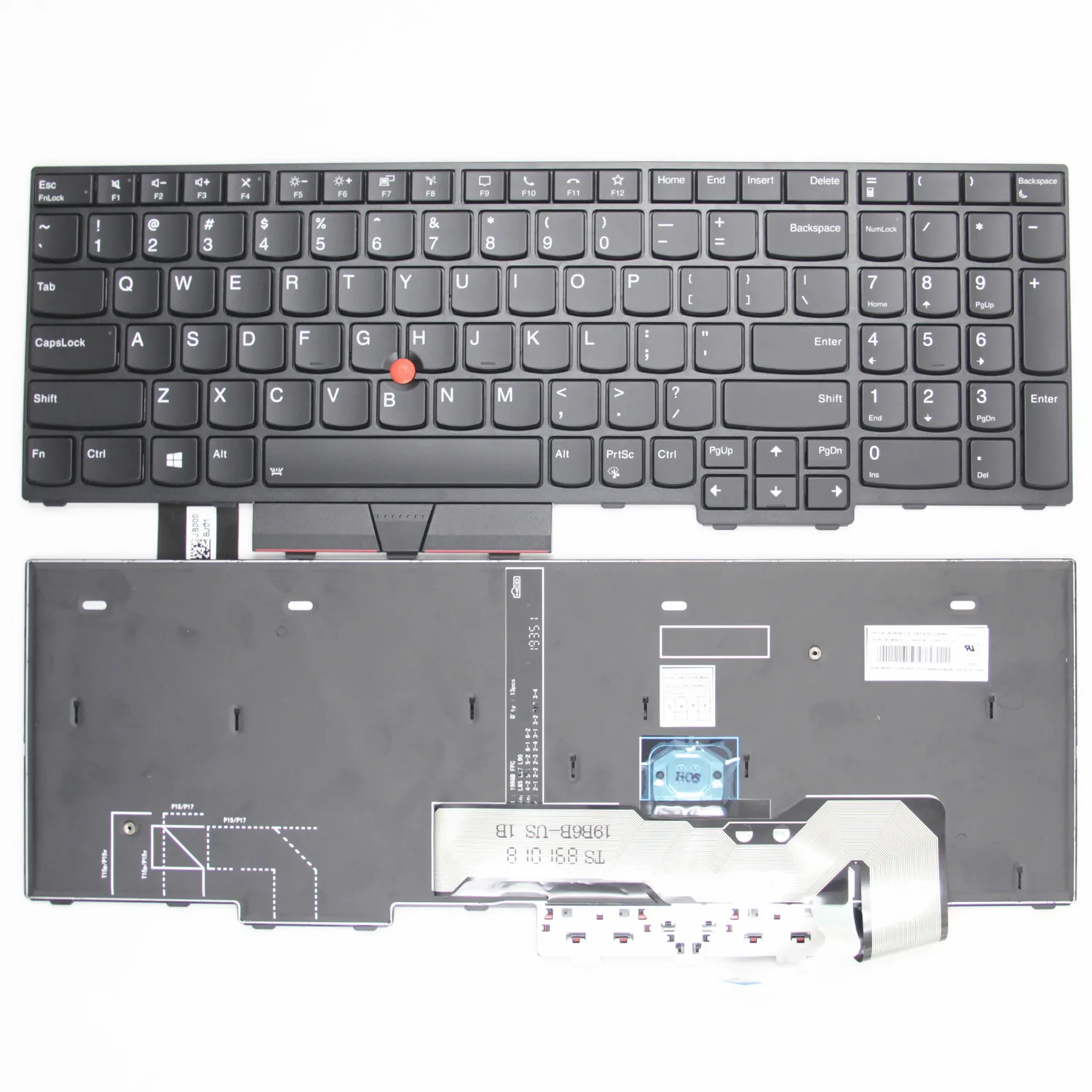 Teclado para Notebook Lenovo Thinkpad 100 Original Eua P15v L15 T15p P15 P17 Inglês Novo