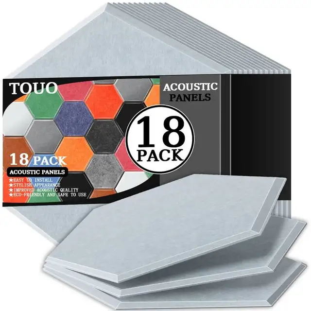 แผงดูดซับเสียง 6 ชิ้น วัสดุความหนาแน่นสูง อุปกรณ์ตกแต่งบ้าน ฉนวนกันเสียงสำหรับผนัง ห้องกลอง การบำบัดด้วยเสียง 1