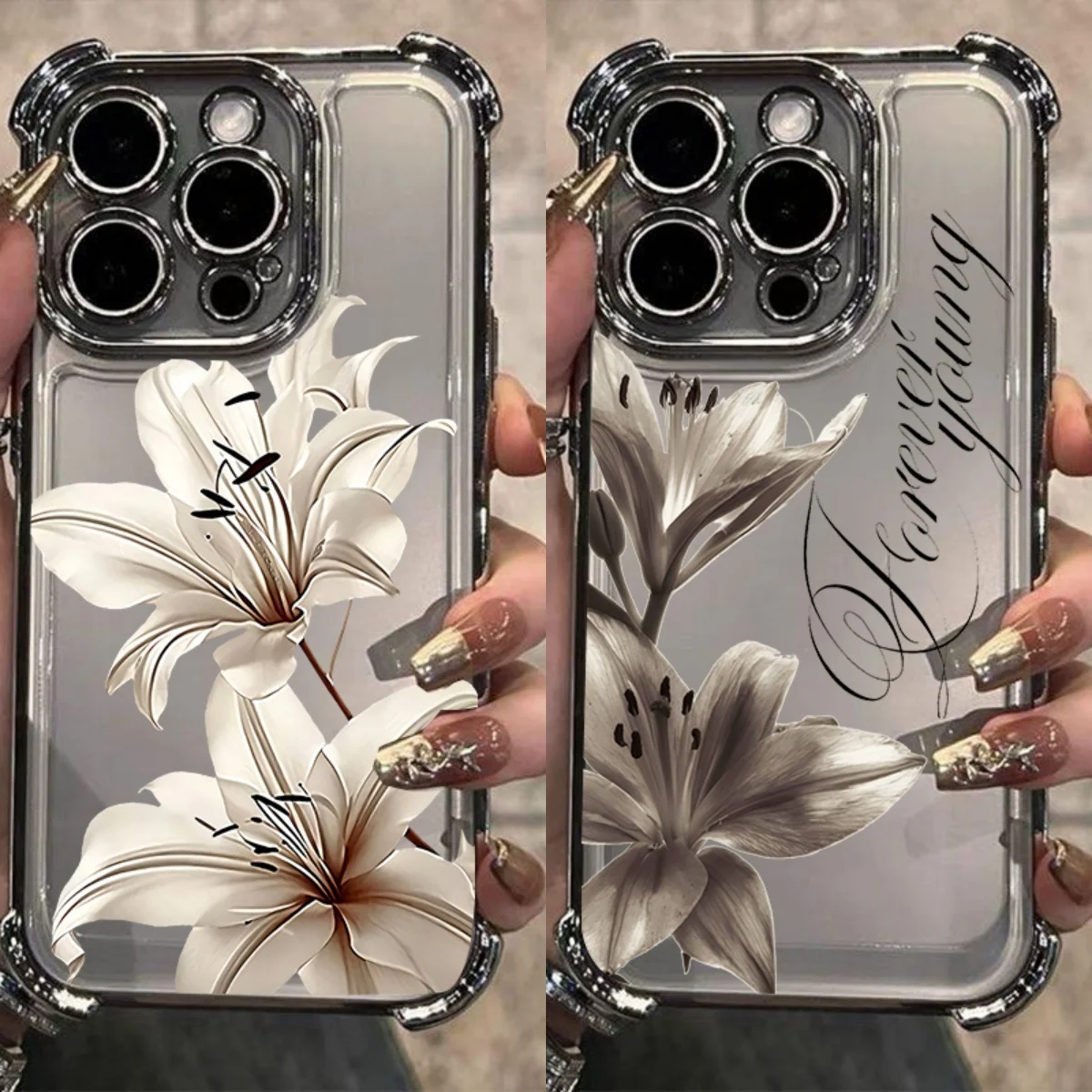 Elegant Retro Lily Flower Plating Protective Phone Case