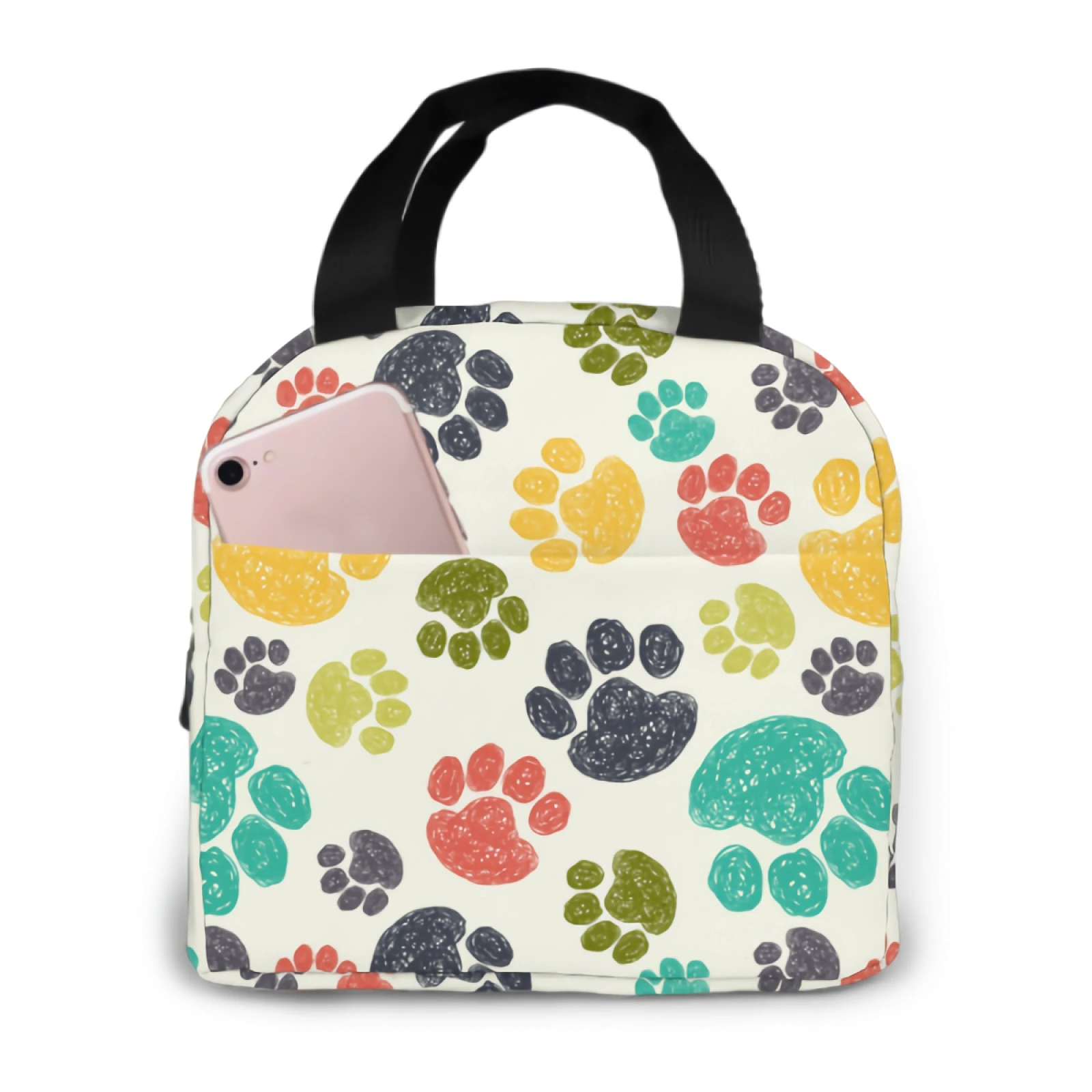 Vintage Animal Paw Print Lunch Bag Adult Tote Bag Reusable Lunch Box Container For Women Men School Office Work hunter x hunter lunch bag anime cartoon print boys girls school lunch box office worker working lunch bags