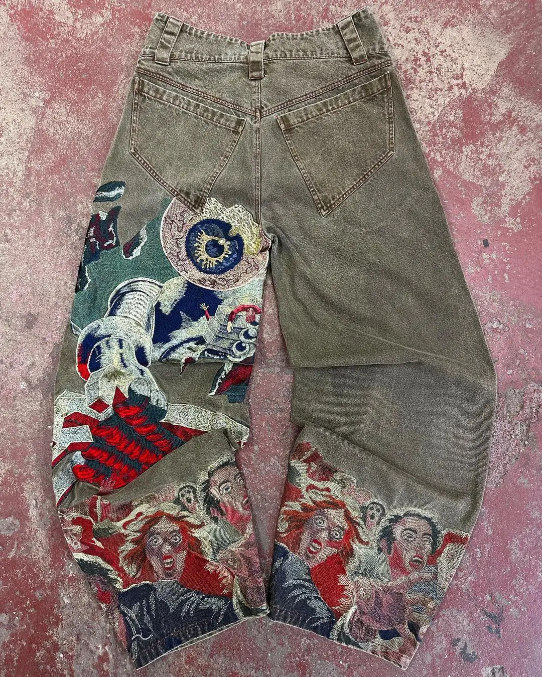 Y2k Jeans Harajuku Punk Oversized Graphic Embroidery Baggy Jeans Men and Women Wide Leg Jeans Hip Hop Casual Retro Streetwear 2
