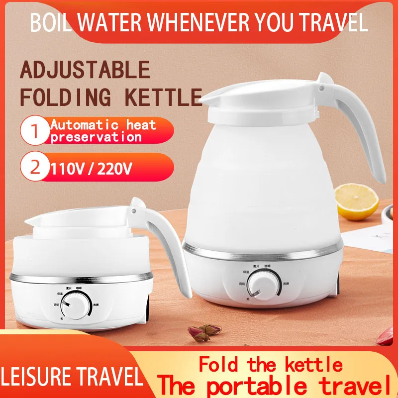 Mini Portable Fold Electric Kettle Thermostat Keep Warm Home Travel Business Automatic Power Off Silicone Stainless Steel Safety 1