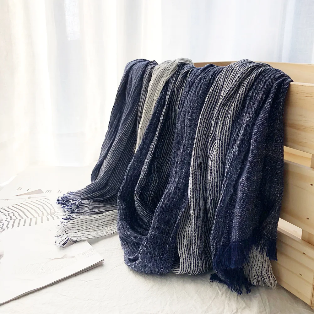 Tactical Scarf Fashion Striped Men Scarf Cotton Linen Autumn Winter Pashmina Warm Neckerchief
